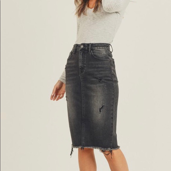 Size Small Black Distressed Denim Skirts - Picture 2 of 2
